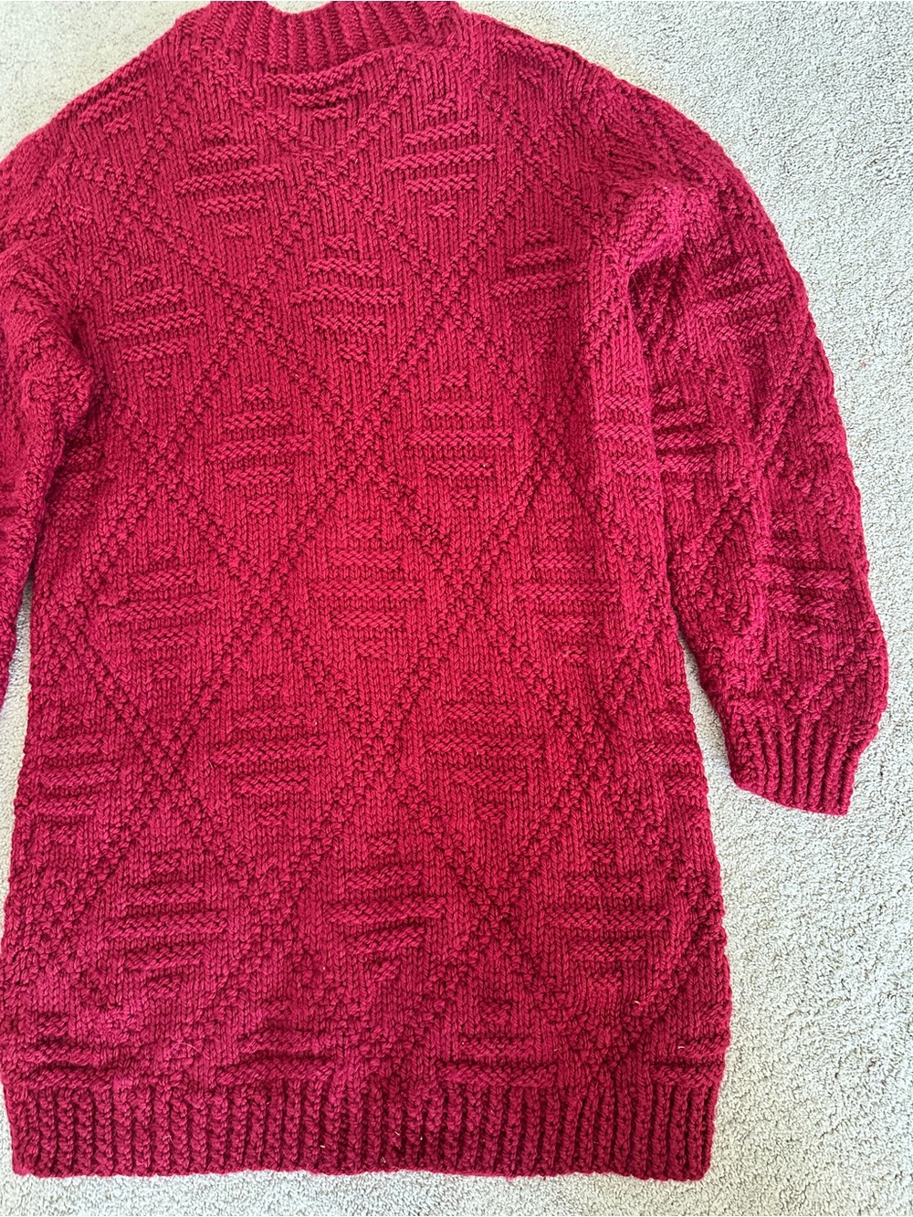 NONIA Vintage Hand Knit Wool Cardigan Sweater Raspberry Size Large** - Picture 12 of 14